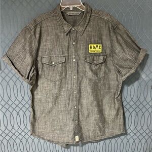 Harley Davidson Shirt Mens 2XL Snap Button Up Black Motorcycle Biker HDMC